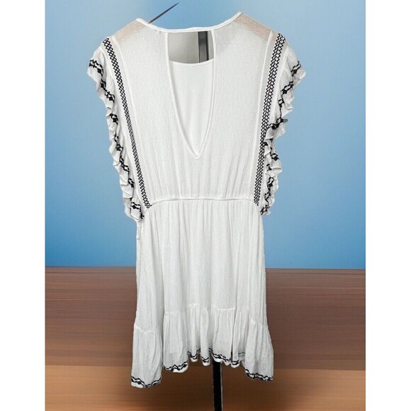 Free People Dress Sundress Mini Cut Out Backless Ruffle Embroidered Gauze Medium - Picture 3 of 5